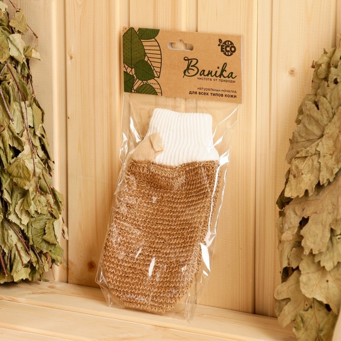 Мочалка двухсторонняя Мочалка двухсторонняя "Рукавица", крапива, 22х13см