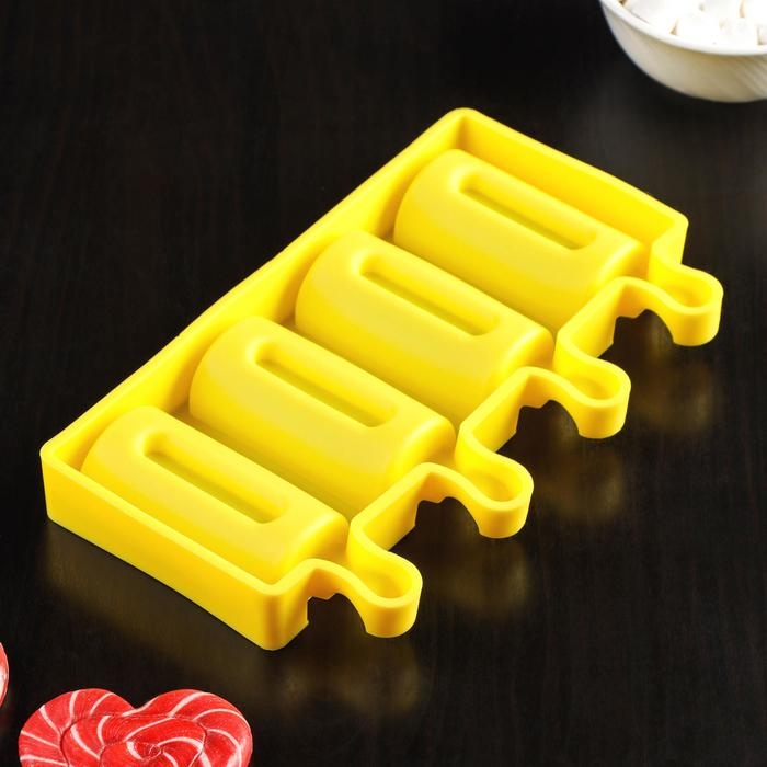 Форма для мороженого «Сицилия», силикон, 19,5×11 см, 4 ячейки (6,8×3,5 см), цвет МИКС Форма для мороженого «Сицилия», силикон, 19,5×11 см, 4 ячейки (6,8×3,5 см), цвет МИКС