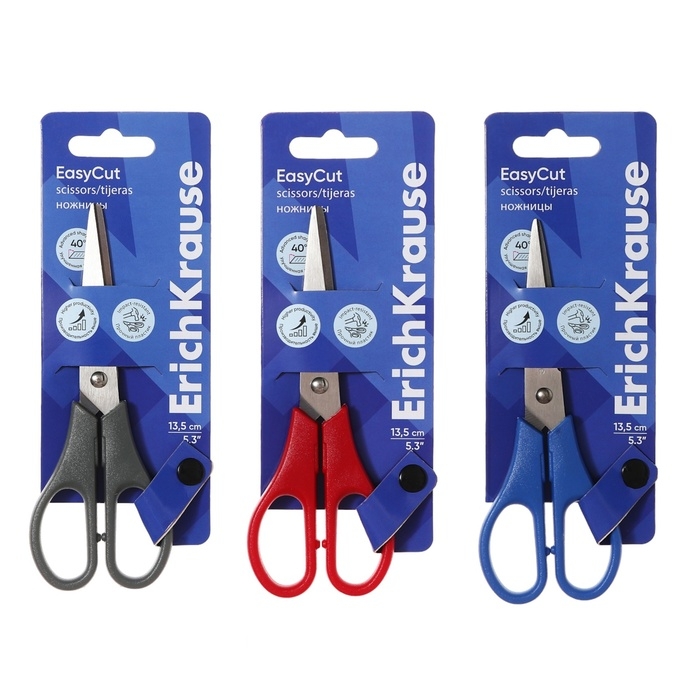 Ножницы 13,5 см ErichKrause Ножницы 13,5 см ErichKrause "EasyCut", двойная заточка, микс, европодвес