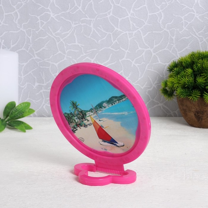 Зеркало настольное - подвесное «Круг», с рамкой под фотографию, d зеркальной поверхности 12 см, фасовка 10 шт, цвет МИКС Зеркало настольное - подвесное «Круг», с рамкой под фотографию, d зеркальной поверхности 12 см, фасовка 10 шт, цвет МИКС