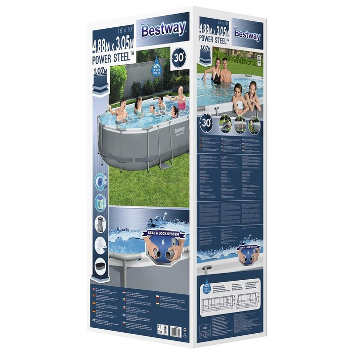 Бассейн каркасный Power Steel, 488 х 305 х 107 см, фильтр насос, лестница, тент, 56448 Bestway Бассейн каркасный Power Steel, 488 х 305 х 107 см, фильтр насос, лестница, тент, 56448 Bestway