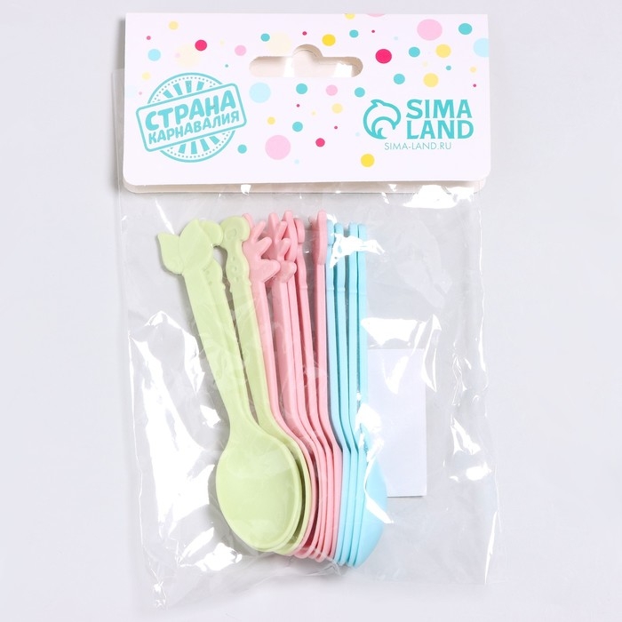 Ложки пластиковые, 9 см, 12 шт., цвет МИКС Ложки пластиковые, 9 см, 12 шт., цвет МИКС