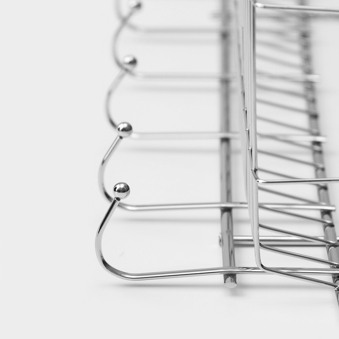 Полка бытовая с крючками Доляна, 42×12×15 см, цвет хромированный Полка бытовая с крючками Доляна, 42×12×15 см, цвет хромированный