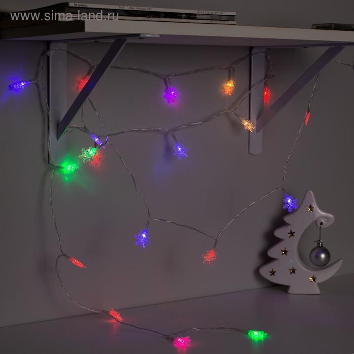 Гирлянда «Нить» 3 м с насадками «Снежинки малые», IP20, прозрачная нить, 20 LED, батарейки AAх3 (нет в комплекте), свечение мульти Гирлянда «Нить» 3 м с насадками «Снежинки малые», IP20, прозрачная нить, 20 LED, батарейки AAх3 (нет в комплекте), свечение мульти