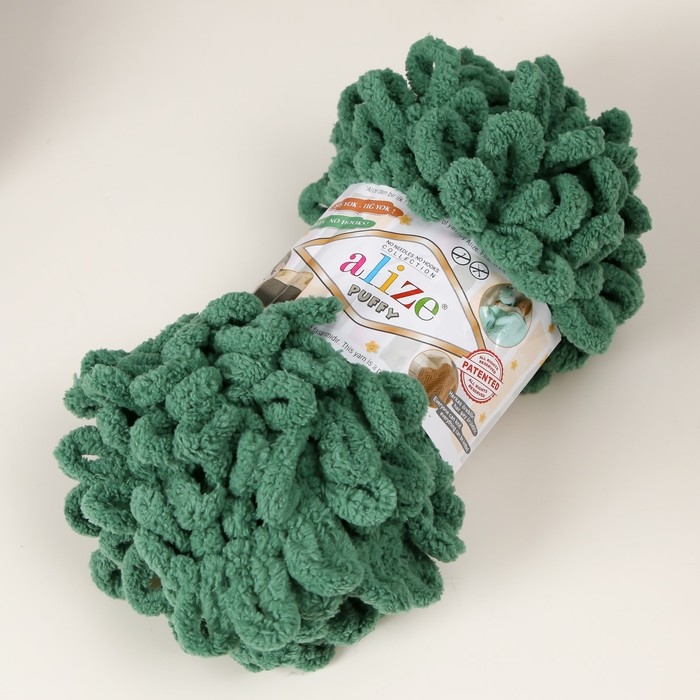 Пряжа "Puffy" 100 % микрополиэстер 9м/100г  (532 зелёная трава)