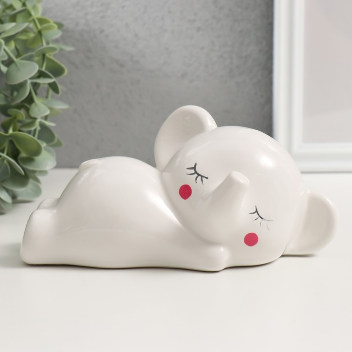 Копилка керамика Копилка керамика "Спящий белый слонёнок" 16х8х7,5 см