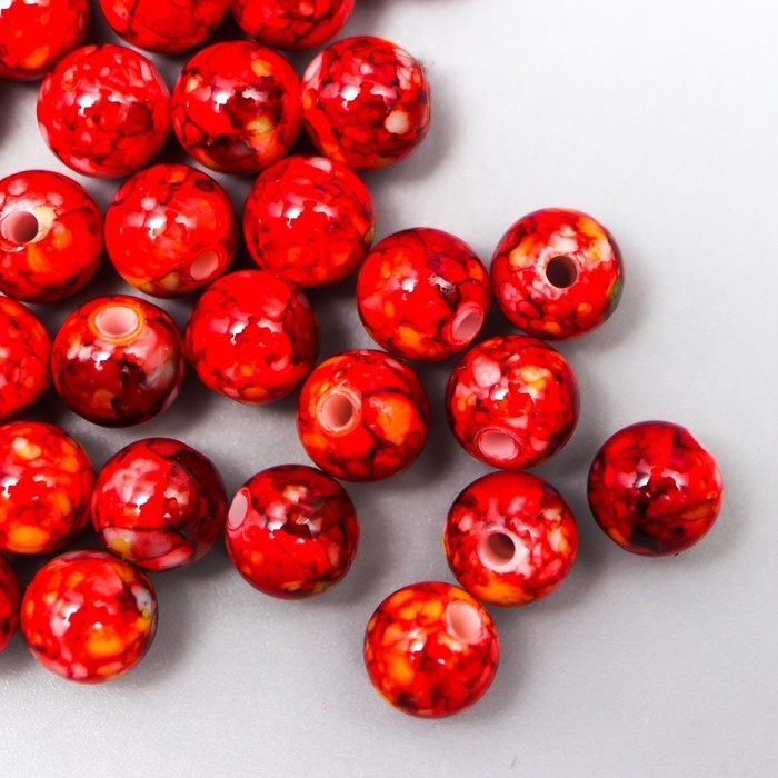 Бусины для творчества пластик Бусины для творчества пластик "Мраморные. Терракот" d=0,8 см набор 20 гр