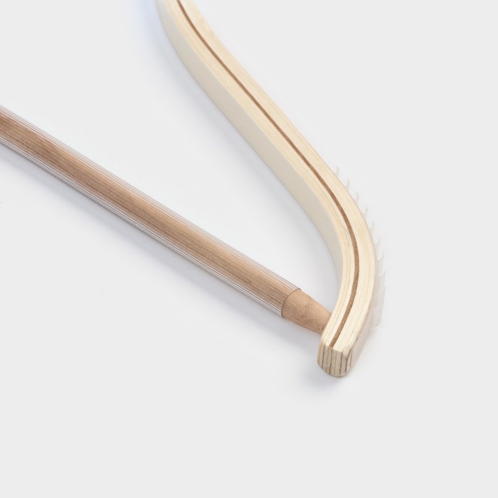 Плечики - вешалка для одежды Доляна, 44×23 см, деревянная сорт А, с перекладиной, антискользящее покрытие, цвет светлое дерево Плечики - вешалка для одежды Доляна, 44×23 см, деревянная сорт А, с перекладиной, антискользящее покрытие, цвет светлое дерево