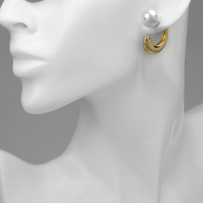 Серьги с жемчугом «Эксклюзив» полукольца, цвет золото Серьги с жемчугом «Эксклюзив» полукольца, цвет золото
