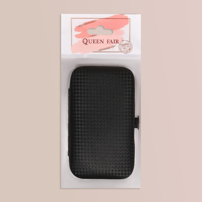 Набор маникюрный, 6 предметов, в футляре, цвет чёрный/красный