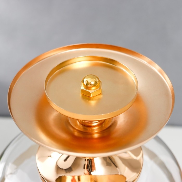 Подсвечник металл, стекло на 1 свечу  Подсвечник металл, стекло на 1 свечу "Изящный кубок" золото 42х17х17 см