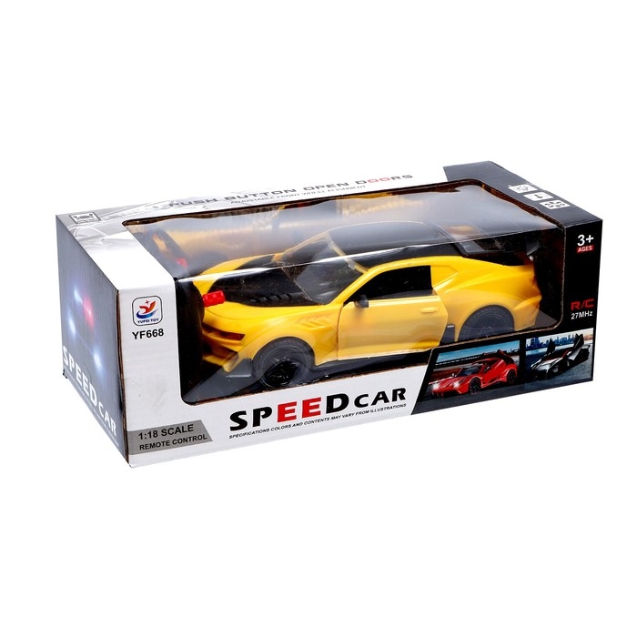 Машина радиоуправляемая «Автобот», открываются двери, 1:18, работает от батареек, цвет жёлтый Машина радиоуправляемая «Автобот», открываются двери, 1:18, работает от батареек, цвет жёлтый