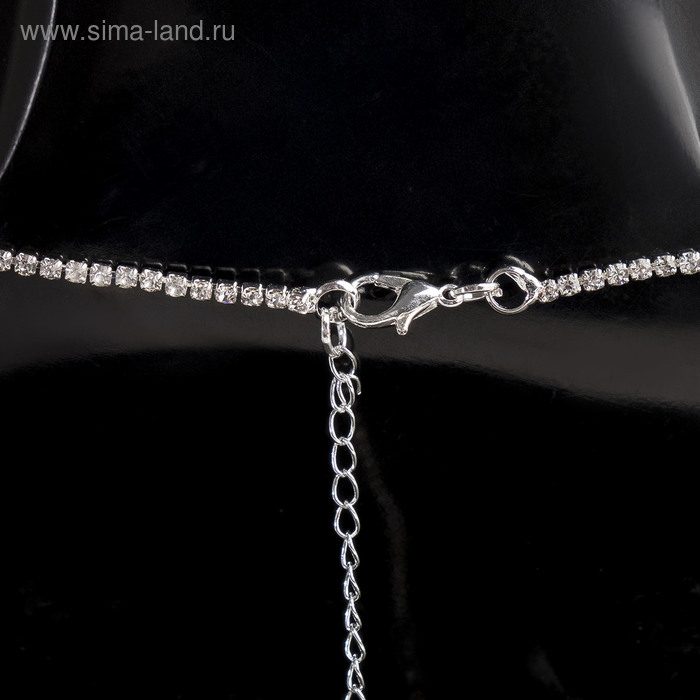 Набор 2 предмета: серьги, колье «Феникс» изгиб, цвет бело-изумрудный в серебре, 35 см Набор 2 предмета: серьги, колье «Феникс» изгиб, цвет бело-изумрудный в серебре, 35 см