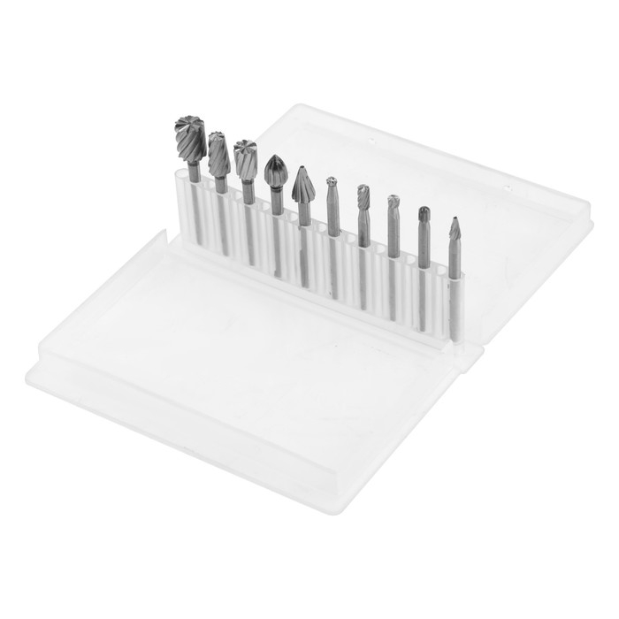 Набор шарошек по дереву и пластику ТУНДРА, диаметр хвостовика 3 мм, 10 шт. Набор шарошек по дереву и пластику ТУНДРА, диаметр хвостовика 3 мм, 10 шт.