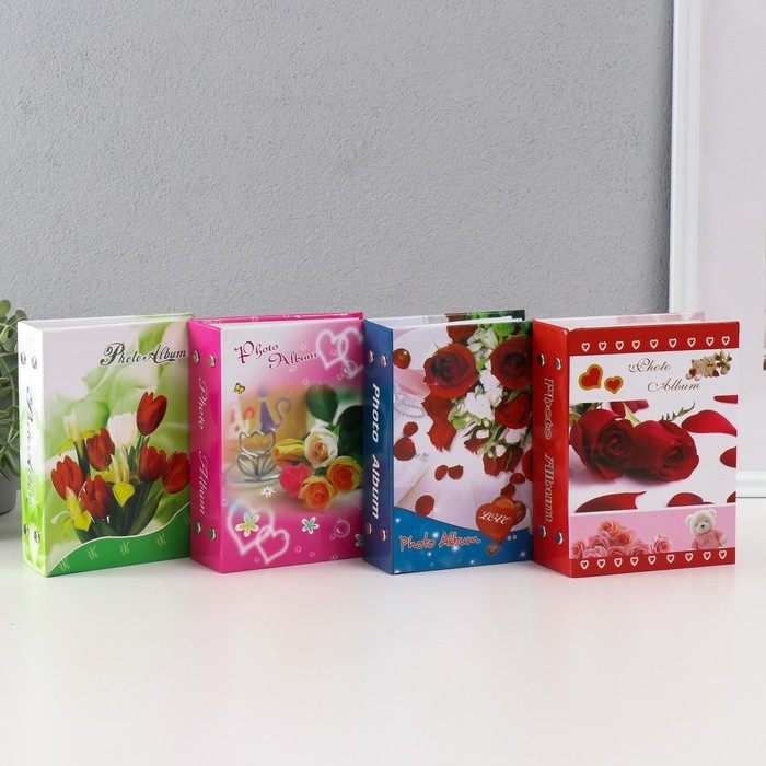 Фотоальбом на 100 фото 10х15 см Фотоальбом на 100 фото 10х15 см "Цветы" МИКС 16,5х12х5 см
