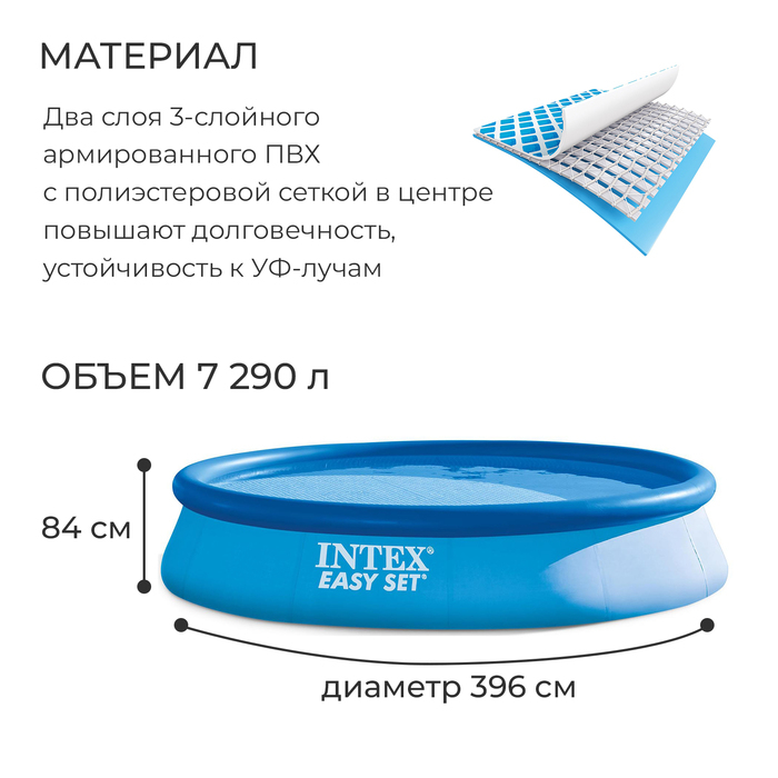 Бассейн надувной Easy Set, 396 х 84 см, от 6 лет, 28143 INTEX Бассейн надувной Easy Set, 396 х 84 см, от 6 лет, 28143 INTEX