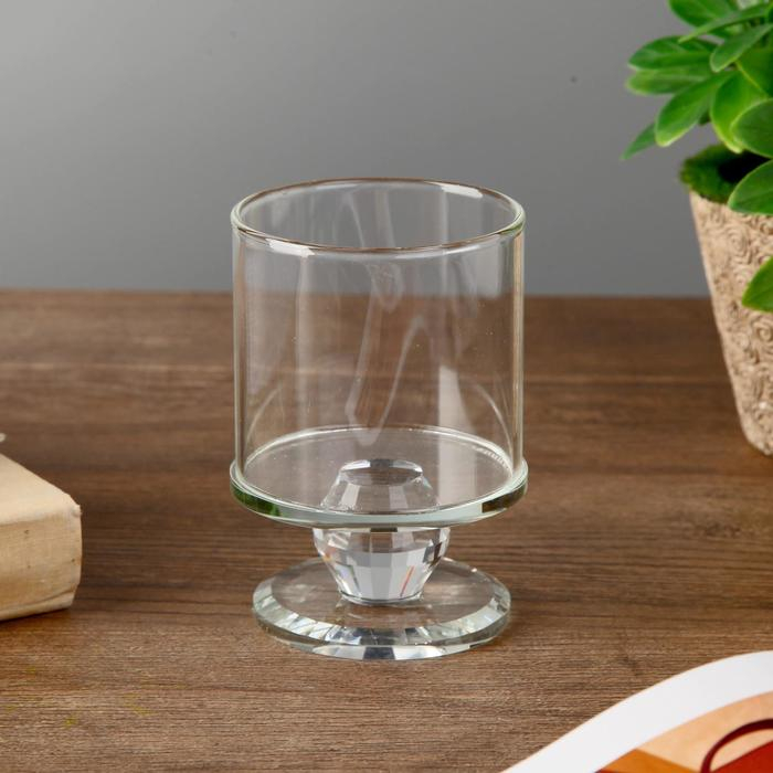 Подсвечник стекло на 1 свечу Подсвечник стекло на 1 свечу "Кристалл конус" 10х6,6х6,6 см