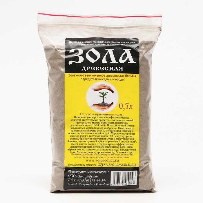 Средство для борьбы с вредителями Средство для борьбы с вредителями "Зола древесная", 0,7 л