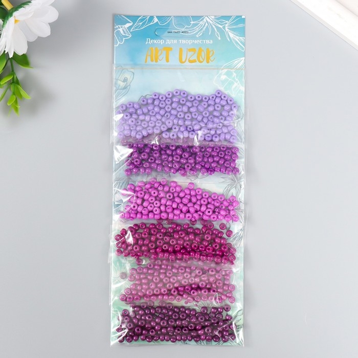 Бисер круглый 6/0  Бисер круглый 6/0 "Пурпурная дымка" 6 цветов х 10 гр 20х8 см