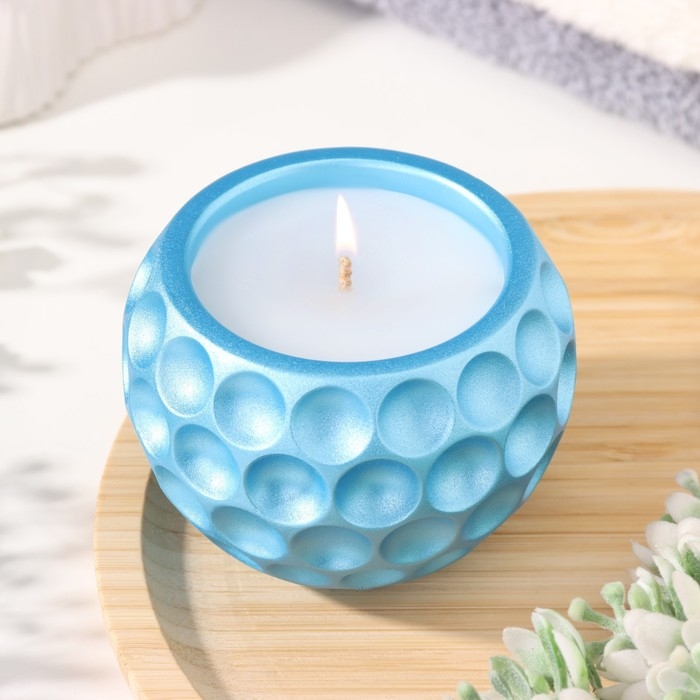 Свеча  Свеча "Шар в точку" в подсвечнике из гипса,  8х6см, голубой