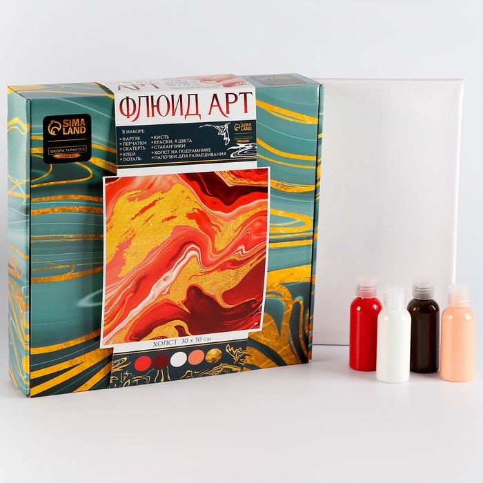 Набор для творчества. Флюид арт. Рисование акрилом на холсте с поталью «Закат» Набор для творчества. Флюид арт. Рисование акрилом на холсте с поталью «Закат»