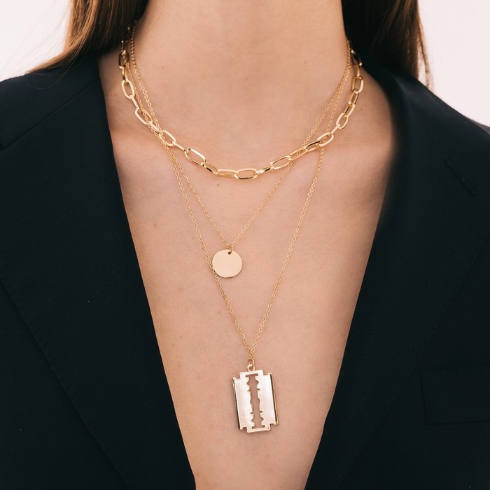 Кулон «Цепь» бритва с диском, цвет золото, 60 см Кулон «Цепь» бритва с диском, цвет золото, 60 см