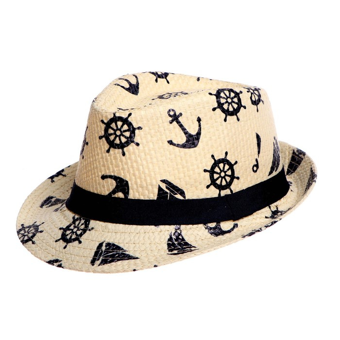 Панама детская соломенная для мальчика «Морская»,р-р 52-54 Панама детская соломенная для мальчика «Морская»,р-р 52-54