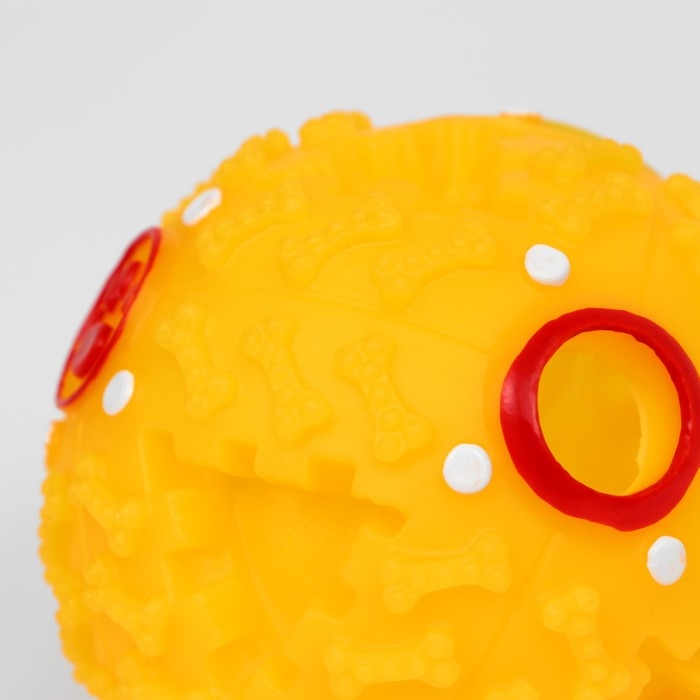 Квакающий мяч для собак большой, жёсткий, 9,5 см, жёлтый Квакающий мяч для собак большой, жёсткий, 9,5 см, жёлтый