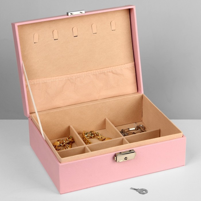Подставка для украшений &laquo;Шкатулка&raquo; съёмная подставка,17&times;23&times;8,5 см, цвет розовый