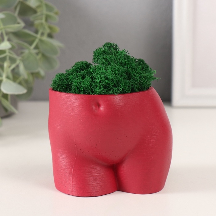 Кашпо бетонное  Кашпо бетонное "Невинный вид" высота 6,5см, ширина 8,5см винный со мхом (мох зелен. стабилиз 1041207