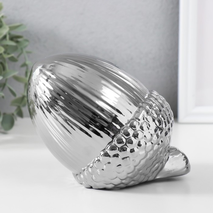 Сувенир керамика  Сувенир керамика "Жёлудь" серебро 14х11х11,5 см