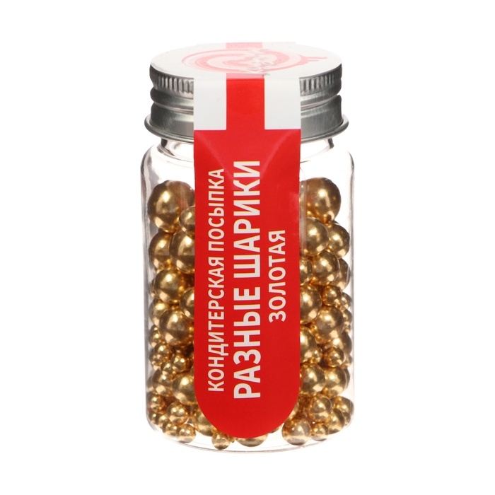 Кондитерская посыпка,  Кондитерская посыпка, "Разные шарики", золотая, 50 г