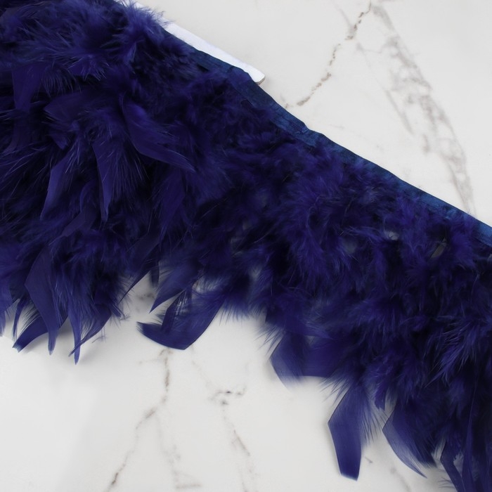 Тесьма с перьями индюка, 13-17 см, 5 ± 0,5 м, цвет тёмно-синий Тесьма с перьями индюка, 13-17 см, 5 ± 0,5 м, цвет тёмно-синий