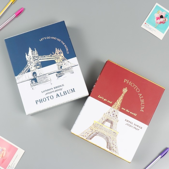 Фотоальбом на 200 фото 10х15 см  Фотоальбом на 200 фото 10х15 см "Мост" в коробке МИКС 26х20,5х5,5 см