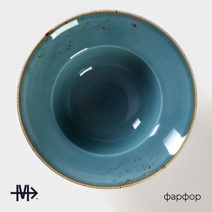 Тарелка фарфоровая для пасты Magistro «Церера», 400 мл, d=19,5 см, цвет голубой Тарелка фарфоровая для пасты Magistro «Церера», 400 мл, d=19,5 см, цвет голубой