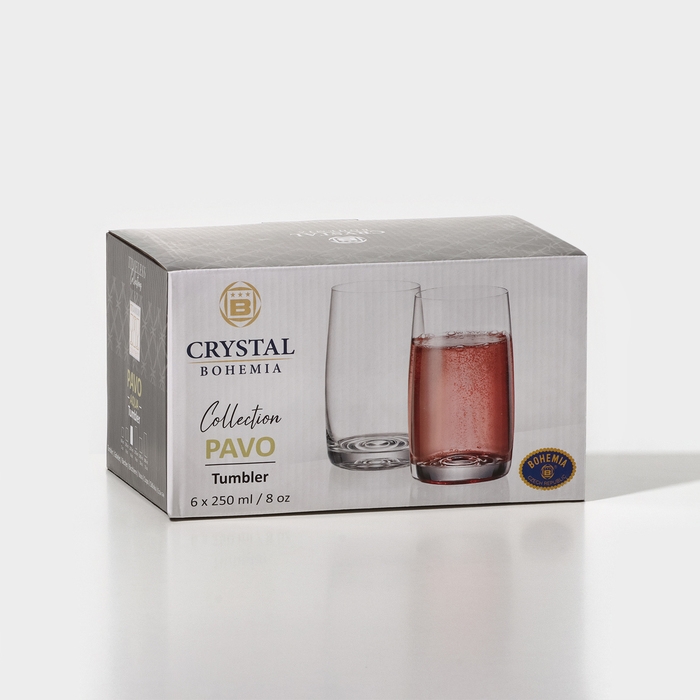 Набор стеклянных стаканов для воды PAVO AQUA, 250 мл, 6 шт Набор стеклянных стаканов для воды PAVO AQUA, 250 мл, 6 шт