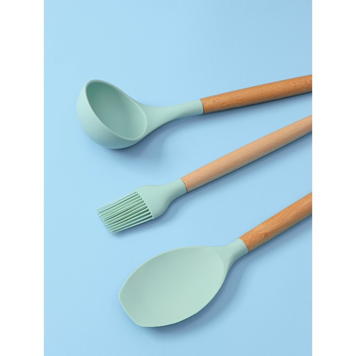 Набор кухонных принадлежностей Доляна «Лиам», 7 предметов, 33×12,5×12,5 см, цвет бирюзовый Набор кухонных принадлежностей Доляна «Лиам», 7 предметов, 33×12,5×12,5 см, цвет бирюзовый