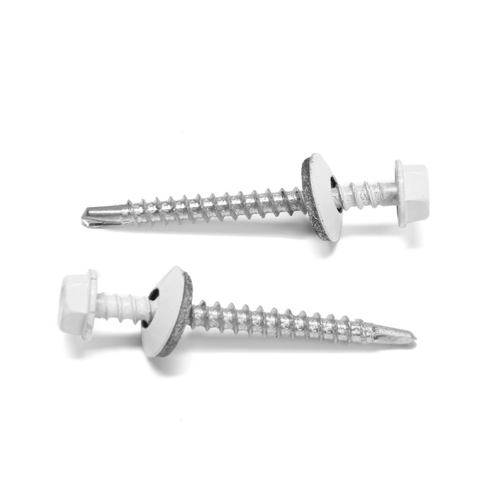 Саморезы кровельные 4,8х50 мм, RAL9003 цвет белый, 150 шт. Саморезы кровельные 4,8х50 мм, RAL9003 цвет белый, 150 шт.