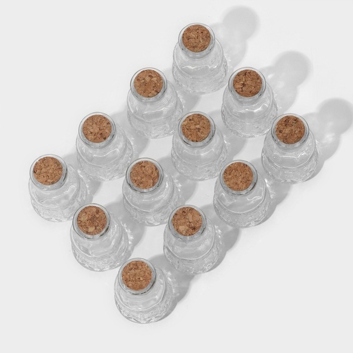 Набор баночек стеклянных для специй с пробковой крышкой Доляна «Парфе», 50 мл, 4,9×8,3 см, 12 шт Набор баночек стеклянных для специй с пробковой крышкой Доляна «Парфе», 50 мл, 4,9×8,3 см, 12 шт