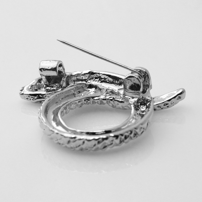 Новый год! Символ года 2025! Брошь «Змея» в клубке, цвет белый в серебре Новый год! Символ года 2025! Брошь «Змея» в клубке, цвет белый в серебре