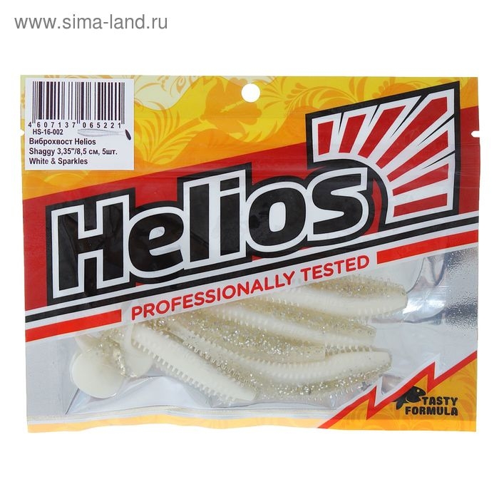 Виброхвост Helios Shaggy White & Sparkles, 8.5 см, 5 шт. (HS-16-002)