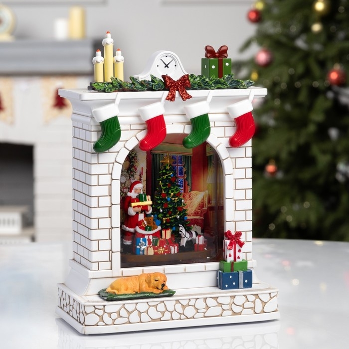 Фигура светодиодная «Чудесный камин», 26х10х18 см, музыка, батарейки ААх3 (не вкомплекте), USB, свечение тёплое белое Фигура светодиодная «Чудесный камин», 26х10х18 см, музыка, батарейки ААх3 (не вкомплекте), USB, свечение тёплое белое