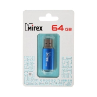 Флешка Mirex UNIT AQUA, 64 Гб, USB2.0, чт до 25 Мб/с, зап до 15 Мб/с, синяя