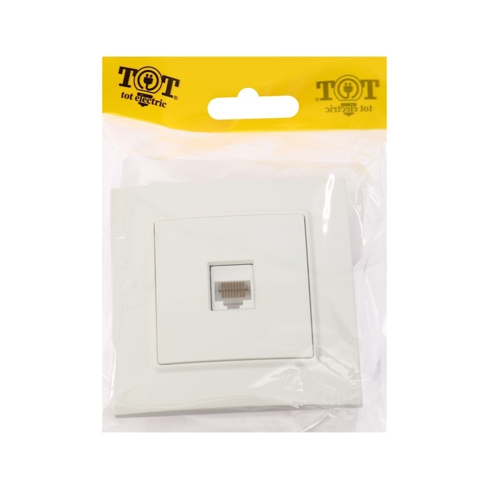 Розетка компьютерная одноместная TOT Elegant, скрытая, белая Розетка компьютерная одноместная TOT Elegant, скрытая, белая
