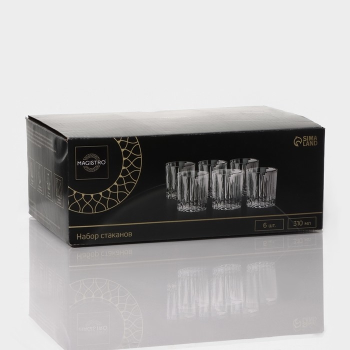 Набор стаканов Magistro «Богема. Полоса», 310 мл, 8,3×7,7×9 см, 6 шт Набор стаканов Magistro «Богема. Полоса», 310 мл, 8,3×7,7×9 см, 6 шт