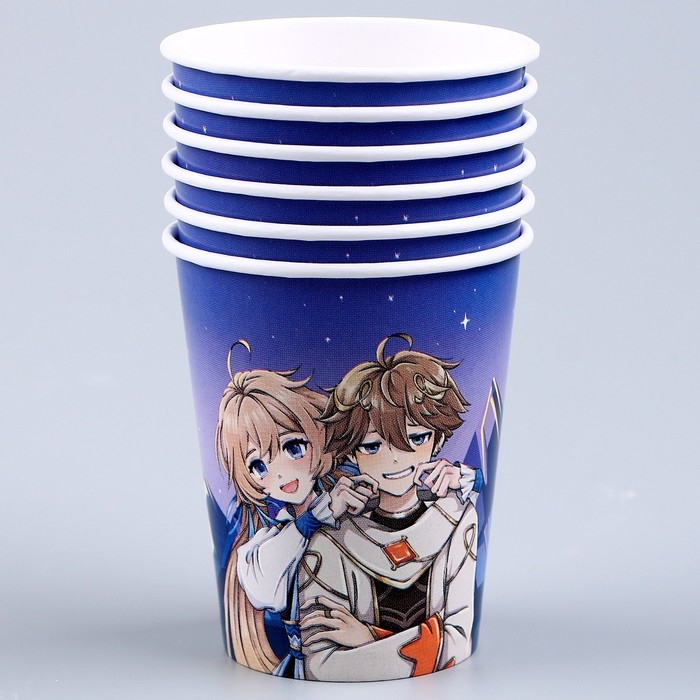 Набор бумажной посуды одноразовый Аниме&raquo;: 6 тарелок, 1 гирлянда, 6 стаканов