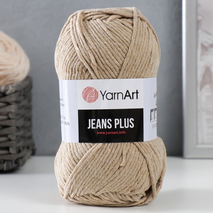 Пряжа  Пряжа "Jeans plus" 55% хлопок, 45% акрил 160м/100гр (48 бежевый)