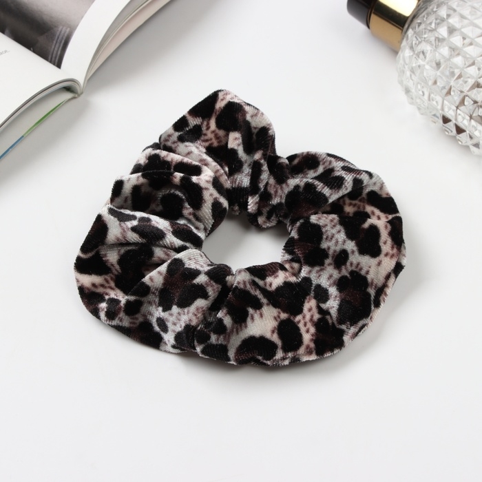 Резинка для волос Резинка для волос "Орбита" принт лео, 10 см, коричнево-белый