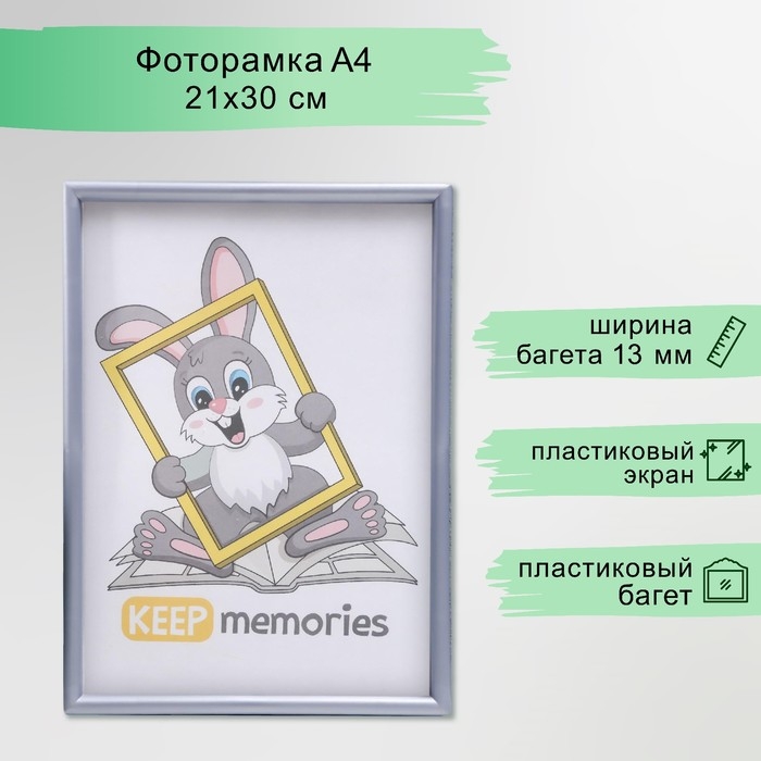 Фоторамка пластик L-4 21х30 см серебр. мет. (пластиковый экран) Фоторамка пластик L-4 21х30 см серебр. мет. (пластиковый экран)