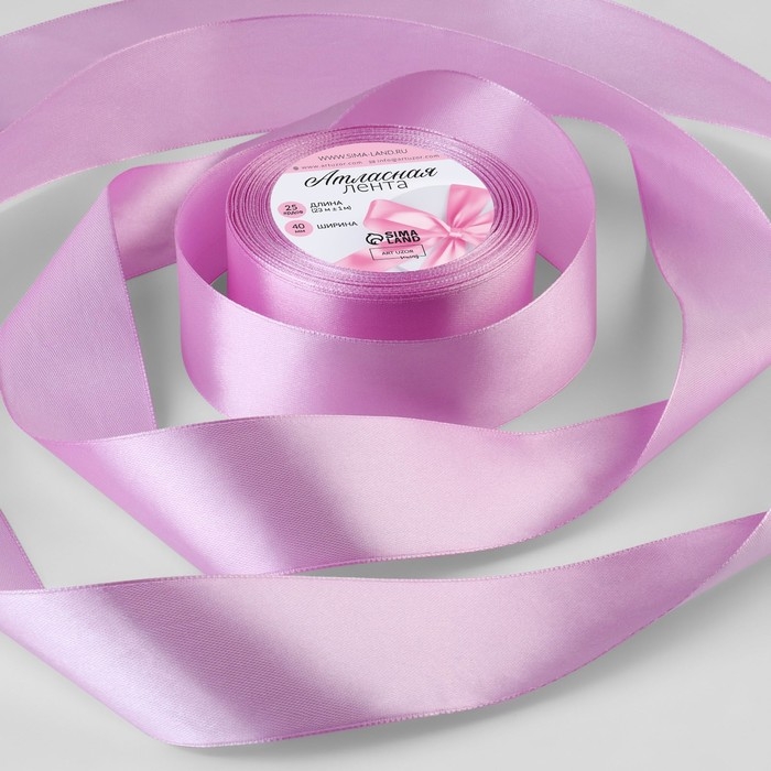 Лента атласная, 40 мм &times; 23 &plusmn; 1 м, цвет тёплый сиреневый №45